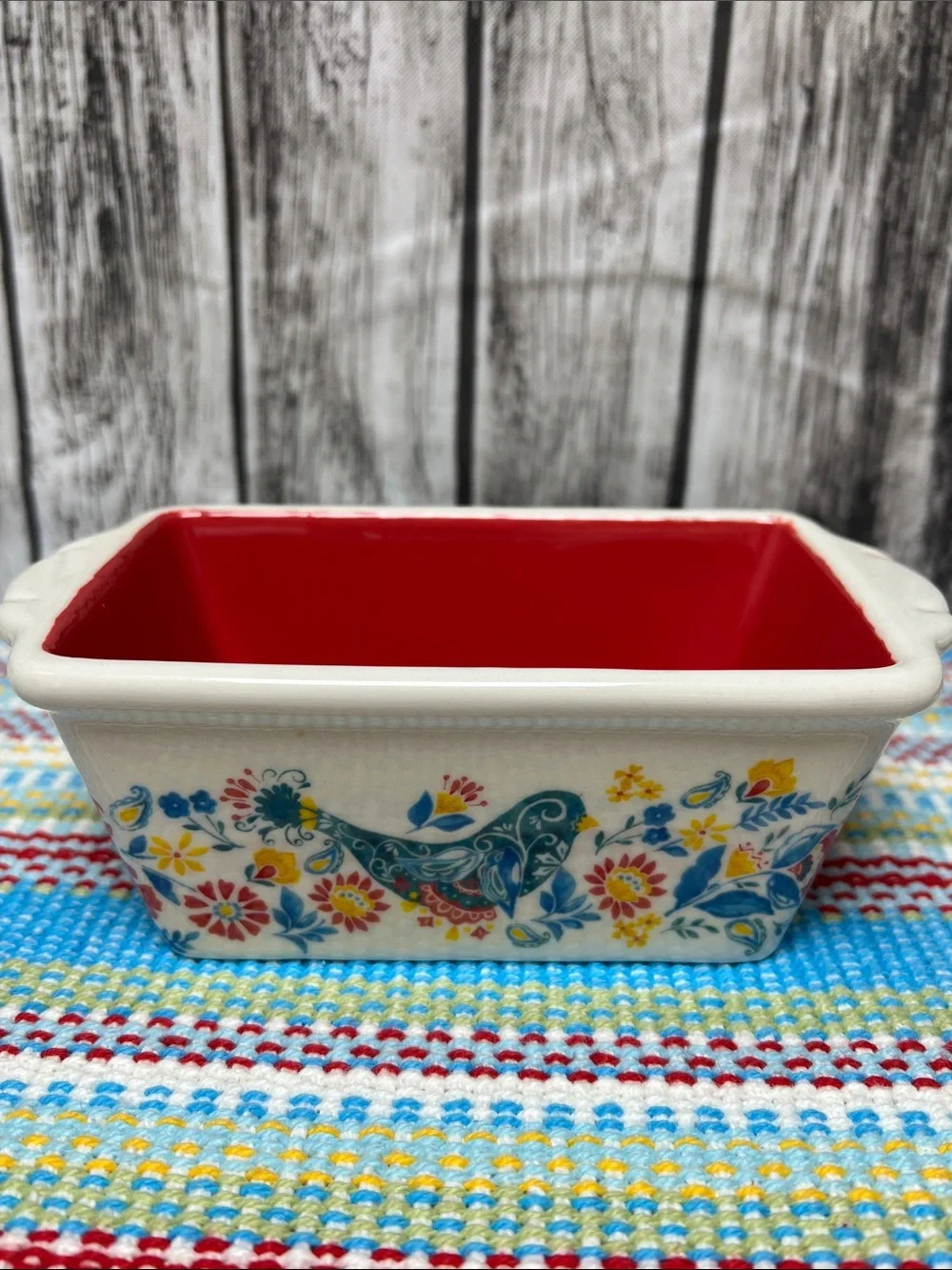 Pioneer Woman set of 2 mini adorable ceramic bakers 1- loaf pan 1-mini pie plate